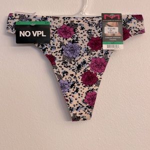Maidenform Comfort Devotion Thong Floral Polka Dots Panty Underwear Lingerie L